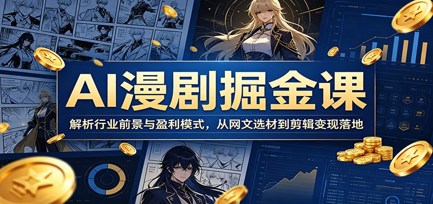 AI漫剧掘金课：解析行业前景与盈利模式，从网文选材到剪辑变现落地-云创网