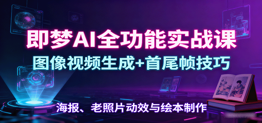 即梦AI全功能实战课：图像视频生成+首尾帧技巧，海报、老照片动效与绘本制作-云创网