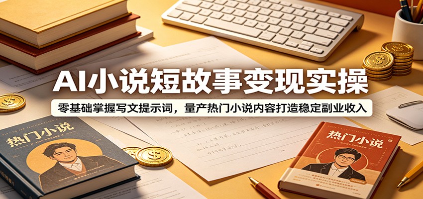 AI小说短故事变现实操：零基础掌握写文提示词，量产热门小说内容打造稳定副业收入-云创网