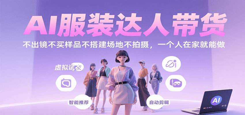 AI服装达人带货，不出镜不买样品不搭建场地不拍摄，一个人在家就能做-云创网