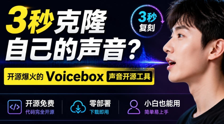 3秒克隆自己的声音？开源爆火的Voicebox声音开源工具，实测体验超好，零部署小白也能直接用-云创网