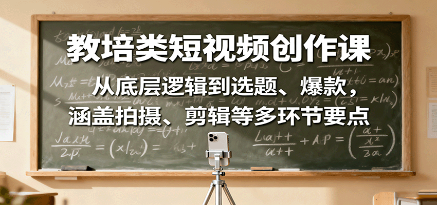 教培类短视频创作课：从底层逻辑到选题、爆款，涵盖拍摄、剪辑等多环节要点-云创网