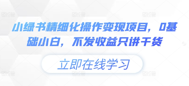 小绿书精细化操作变现项目，0基础小白，不发收益只讲干货-云创网