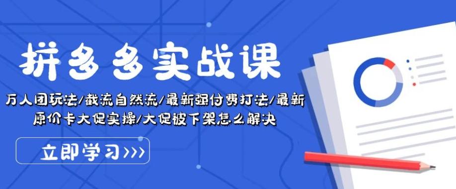 拼多多实战课：万人团玩法/截流自然流/最新强付费打法/最新原价卡大促..-云创网