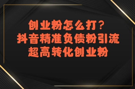 创业粉怎么打？抖音精准负债粉引流，超高转化创业粉-云创网