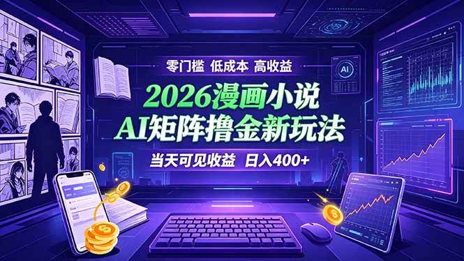 （19219期）爆款小说漫画大阅读 ai矩阵操作 当天可见收益 日入400+ 零门槛 高收益-云创网