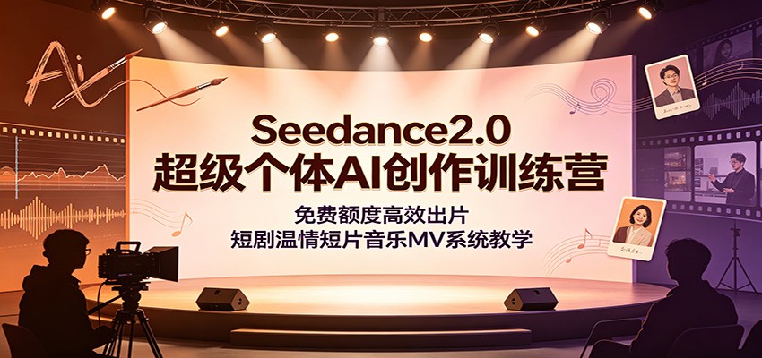 Seedance2.0超级个体AI创作训练营：免费额度高效出片，短剧温情短片音乐MV系统教学-云创网