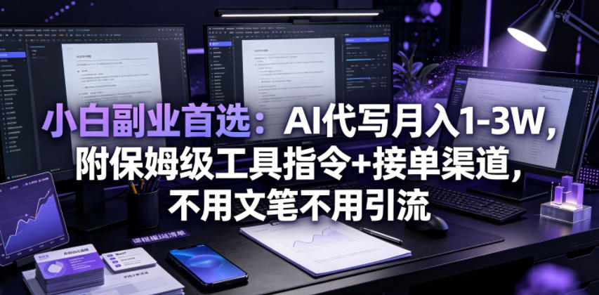 小白副业首选：AI代写月入1-3W，附保姆级工具指令+接单渠道，不用文笔不用引流【揭秘】-云创网