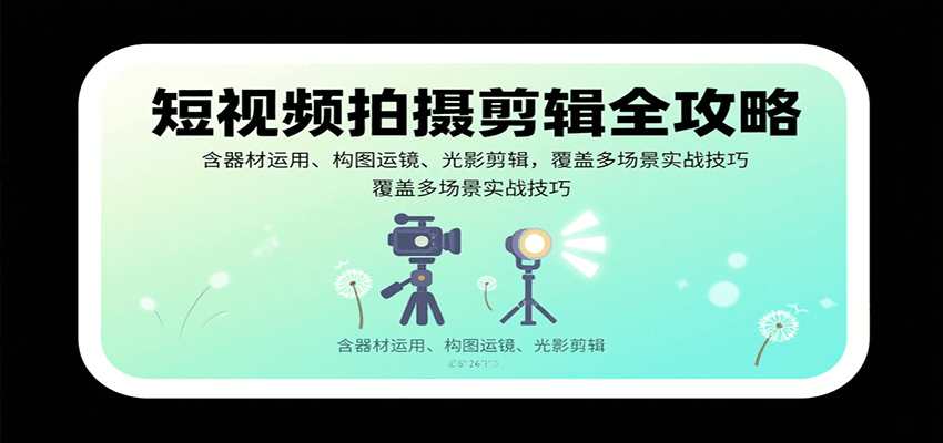 短视频拍摄剪辑全攻略：含器材运用、构图运镜、光影剪辑，覆盖多场景实战技巧-云创网