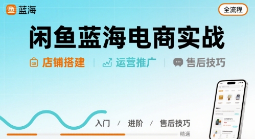 闲鱼蓝海电商实战，店铺搭建运营售后全流程-云创网