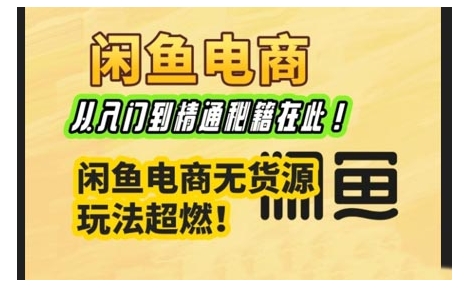 闲鱼电商实战课，从入门到精通秘籍在此，闲鱼电商无货源玩法超燃!-云创网