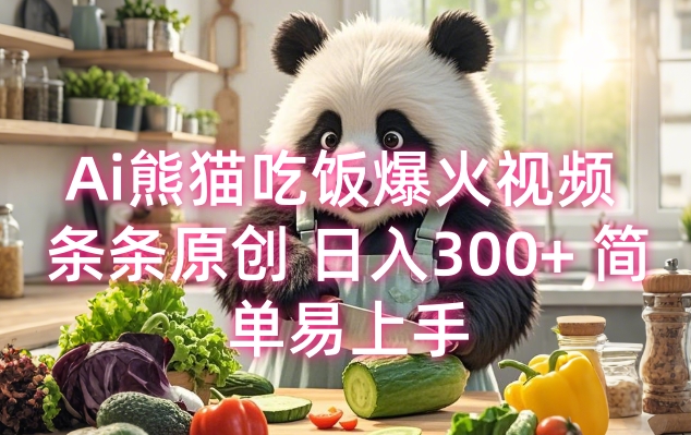 Ai熊猫吃饭爆火视频 条条原创 日入300+ 简单易上手-云创网
