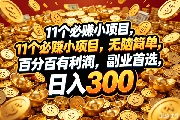 （18756期）11个必赚的小项目，百分百赚元子，无脑简单，副业首选，日入300+-云创网