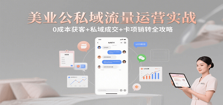 美业公私域流量运营实战：0成本获客+私域成交+卡项销转全攻略-云创网