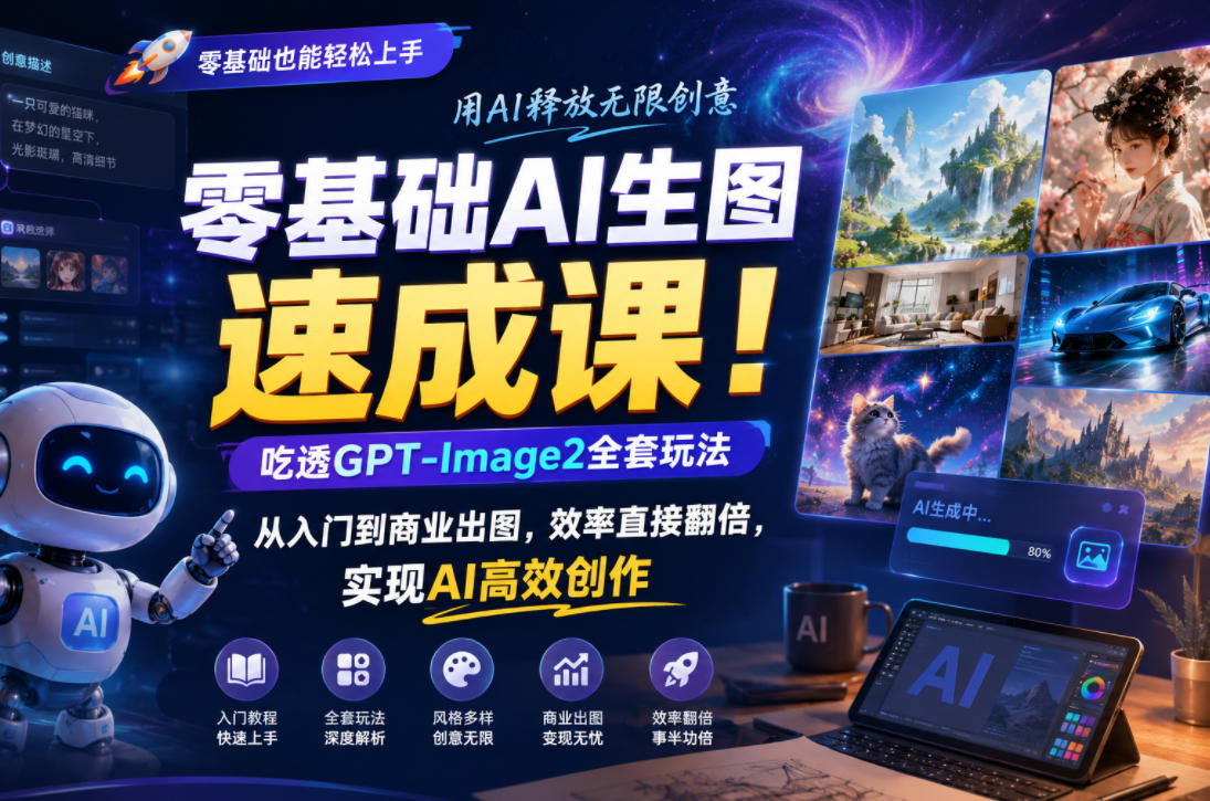 零基础AI生图速成课！吃透GPT-Image2全套玩法，从入门到商业出图，效率直接翻倍，实现AI高效创作-云创网