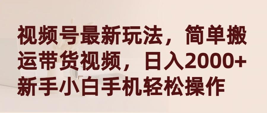 (9486期)视频号最新玩法，简单搬运带货视频，日入2000+，新手小白手机轻松操作-云创网