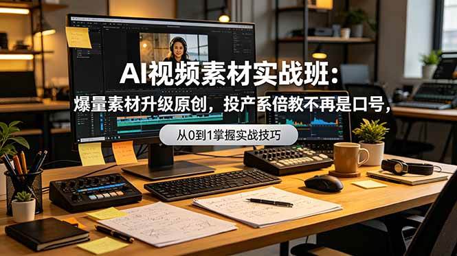 （19085期）AI视频素材实战班：爆量素材升级原创，投产翻倍不再是口号，0-1系统教学实战落地-云创网