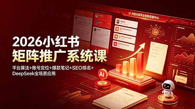 （19129期）2026小红书矩阵推广系统课：平台算法+账号定位+爆款笔记+SEO排名+DeepSeek全场景应用-云创网