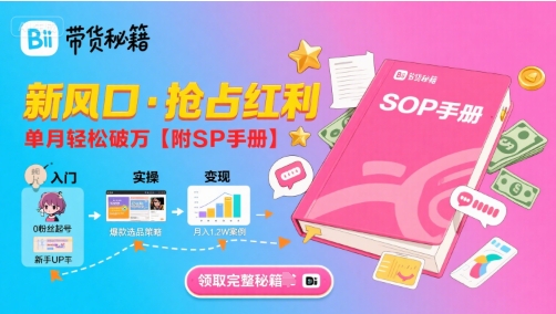 B站哔哩哔哩带货秘籍，新风口，抢占红利，单月轻松破万【附SOP手册】-云创网