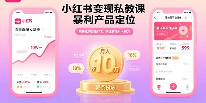 小红书变现私教课，暴利产品定位，高转化内容生产术，快速实现月入10万-云创网