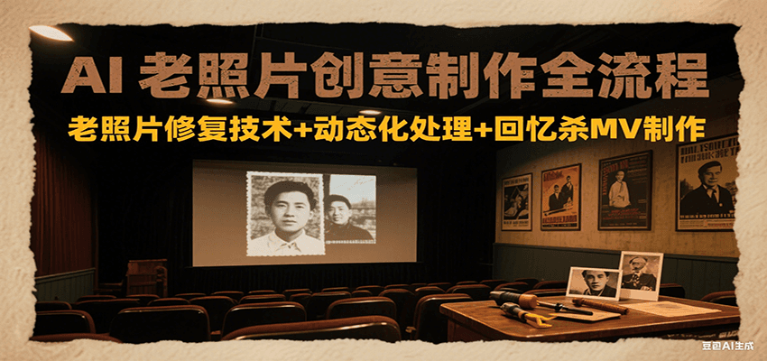 AI老照片创意制作全流程：老照片修复技术+动态化处理+回忆杀MV制作-云创网
