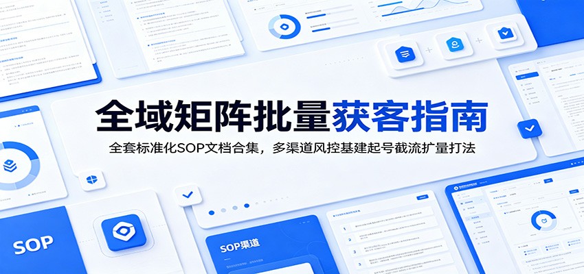 全域矩阵批量获客指南：全套标准化SOP文档合集，多渠道风控基建起号截流扩量打法-云创网