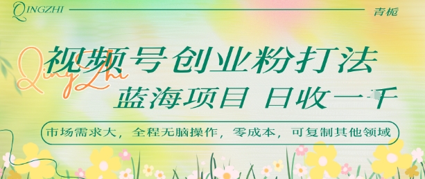 视频号创业粉打法，日入1k，蓝海项目，市场需求大，全程无脑操作，可复制-云创网