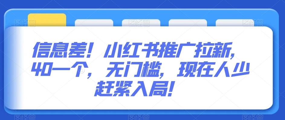 信息差！小红书推广拉新，40一个，无门槛，现在人少赶紧入局！-云创网