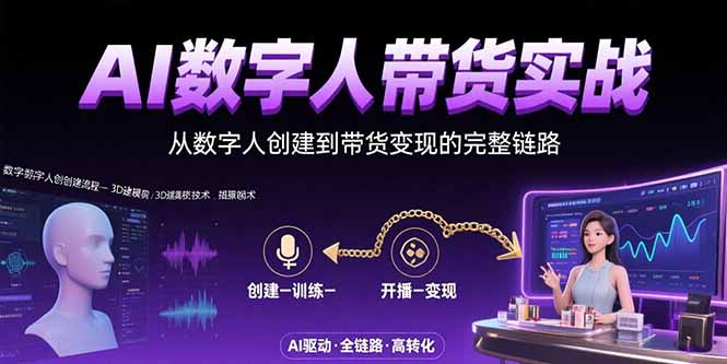 AI数字人+带货实战：从数字人创建到带货变现的完整链路-云创网