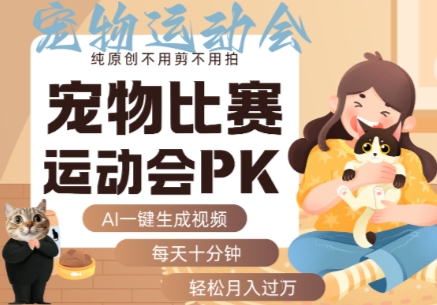 AI一键生成宠物比赛运动会PK视频，纯原创不用剪不用拍，每天十分钟，轻松月入过1W+-云创网