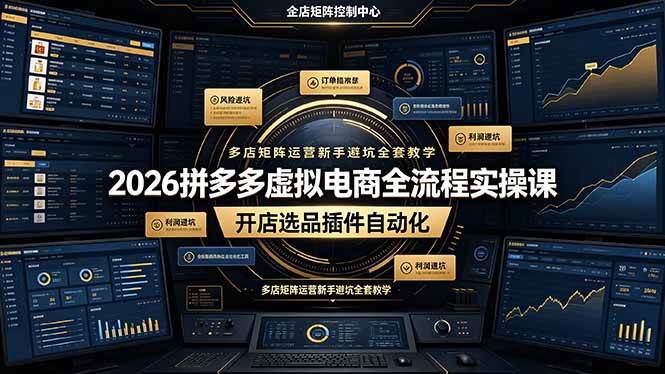 （19136期）2026拼多多虚拟电商全流程实操课，开店选品插件自动化，多店矩阵运营新手避坑全套教学-云创网