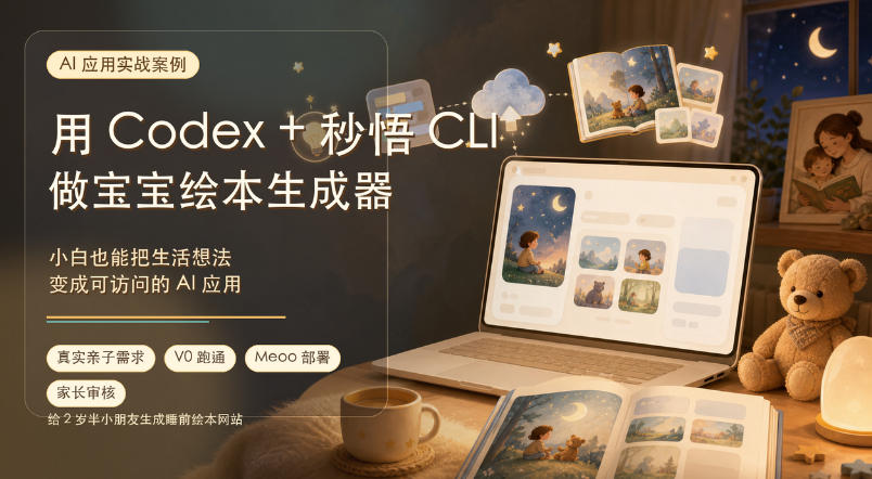 AI应用实战案例，用Codex+秒悟CLl做宝宝绘本生成器，小白也能把生活想法变成可访问的AI应用-云创网
