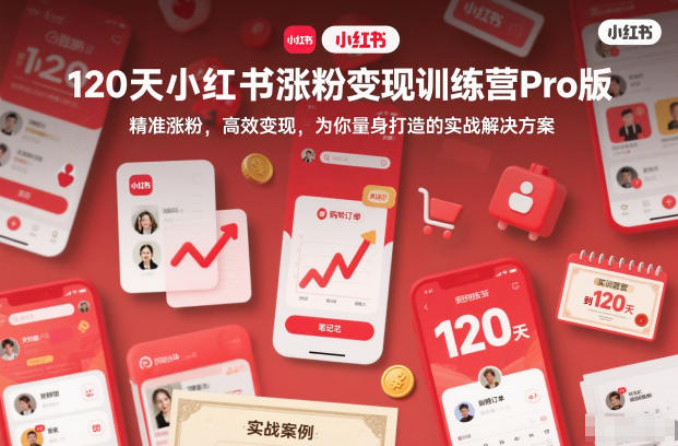 120天小红书涨粉变现训练营Pro版，​精准涨粉，高效变现​，为你量身打造的实战解决方案-云创网