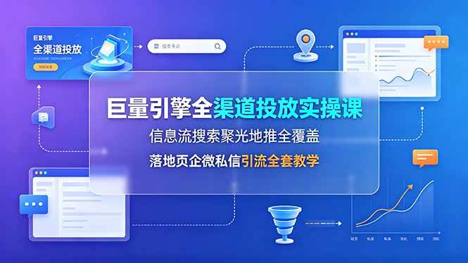 （19181期）巨量引擎全渠道投放实操课，信息流搜索聚光地推全覆盖，落地页企微私信引流全套教学-云创网
