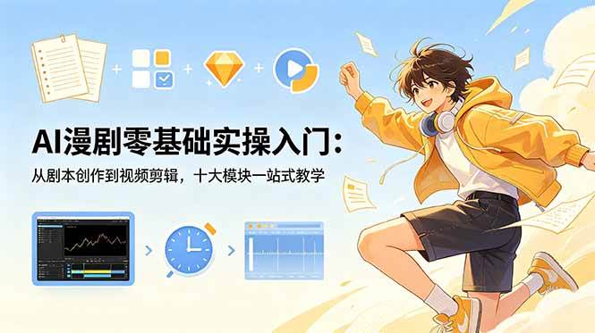 （18812期）AI漫剧零基础实操入门：从剧本创作到视频剪辑，十大模块一站式教学-云创网
