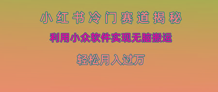 小红书冷门赛道揭秘,利用小众软件实现无脑搬运，轻松月入过万-云创网