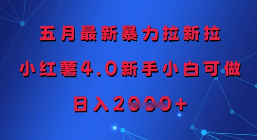 五月最新暴力拉新拉，小红薯4.0新手小白可做，日入多张-云创网