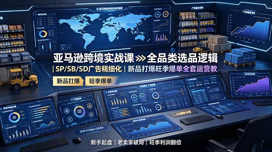 （19352期）亚马逊跨境实战课：全品类选品逻辑｜SP/SB/SD广告精细化｜新品打爆旺季爆单全套运营教程-云创网