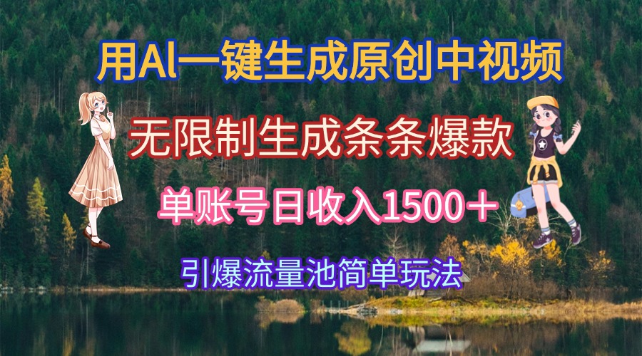 用Al一键生成原创中视频，无限制生成条条爆款，单账号日收入1500＋引爆…-云创网