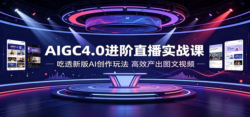 AIGC4.0进阶直播实战课：吃透新版AI创作玩法，高效产出图文视频-云创网