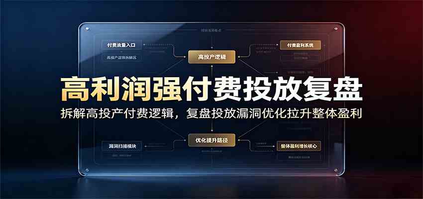 高利润强付费投放复盘：拆解高投产付费逻辑，复盘投放漏洞优化拉升整体盈利-云创网