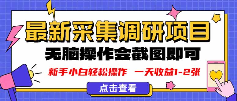 新版采集调研项目，截图上传即可，无脑操作，日收益1-2张-云创网