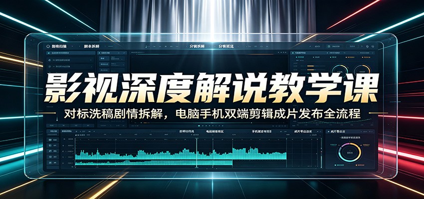 影视深度解说教学课：对标洗稿剧情拆解，电脑手机双端剪辑成片发布全流程-云创网