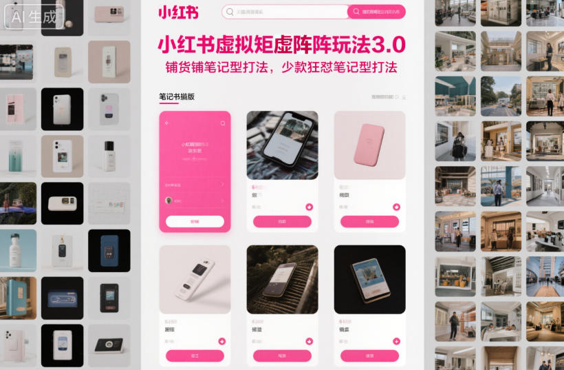 小红书虚拟矩阵玩法3.0，铺货铺笔记型打法，少款狂怼笔记型打法-云创网