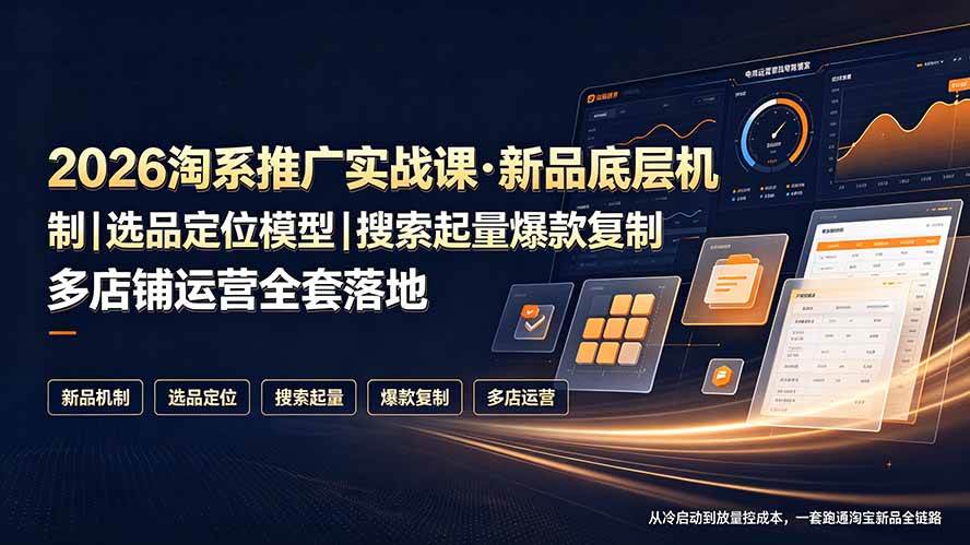 （19272期）2026淘系推广实战课·新品底层机制｜选品定位模型｜搜索起量爆款复制多店铺运营全套落地教程-云创网