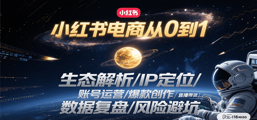 小红书电商从0到1：生态解析/IP定位/ 账号运营/爆款创作/直播带货/数据复盘/风险避坑-云创网