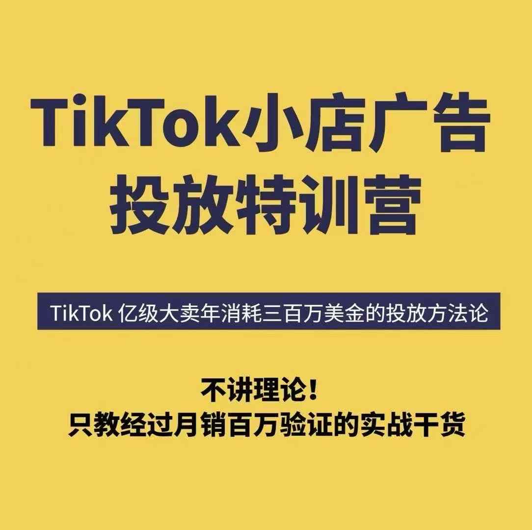 TikTok小店广告投放特训营，6天破局计划专治各种“投不动”，教你经过月销百万验证的实战干货-云创网