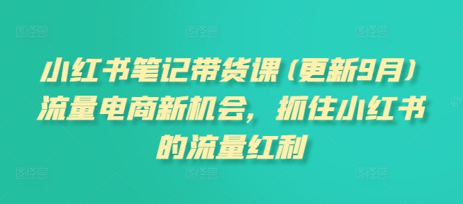 小红书笔记带货课(更新25年5月)流量电商新机会，抓住小红书的流量红利-云创网
