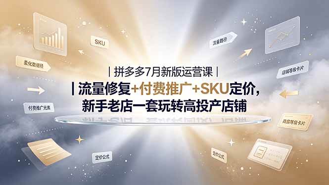 （19167期）2026拼多多掘金运营私教大课-7月，流量推广定价申诉全覆盖，一套打法稳定店铺长期出单-云创网