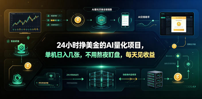 24小时挣美金的AI量化项目，单机日入几十美刀，不用熬夜盯盘，每天见收益【揭秘】-云创网